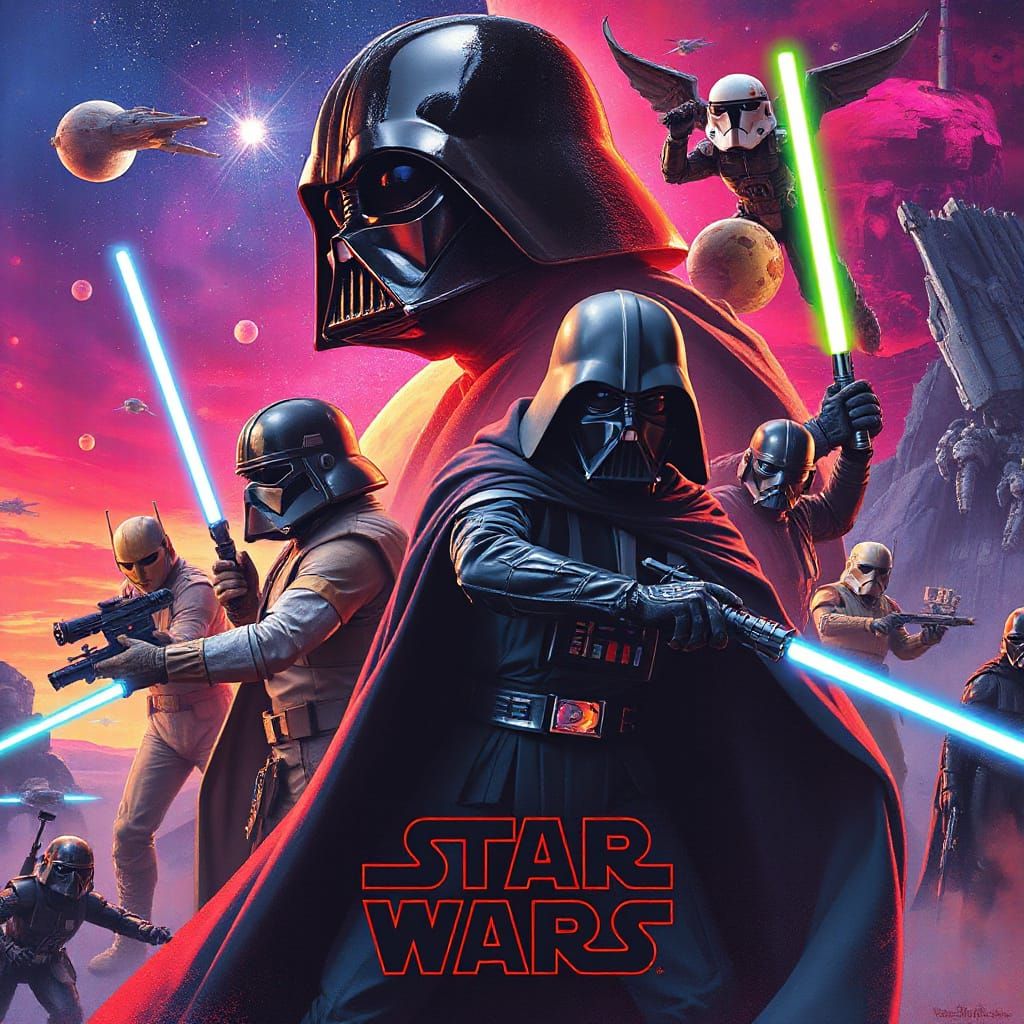 Star Wars Characters in a Rothko-Stalenhag-Mead Fusion