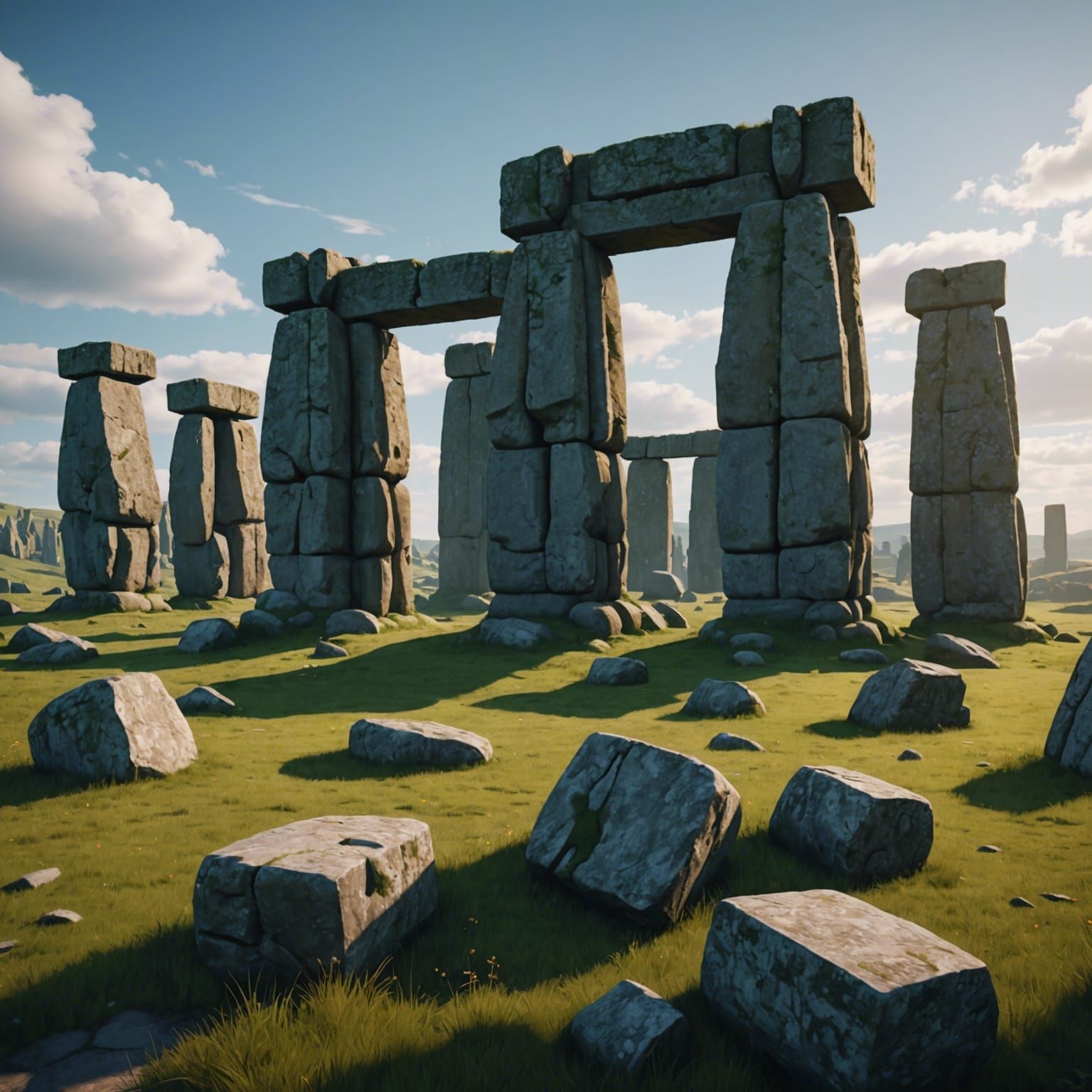 Stonehenge on Mobile Phone: 3D Game Cinematic Render