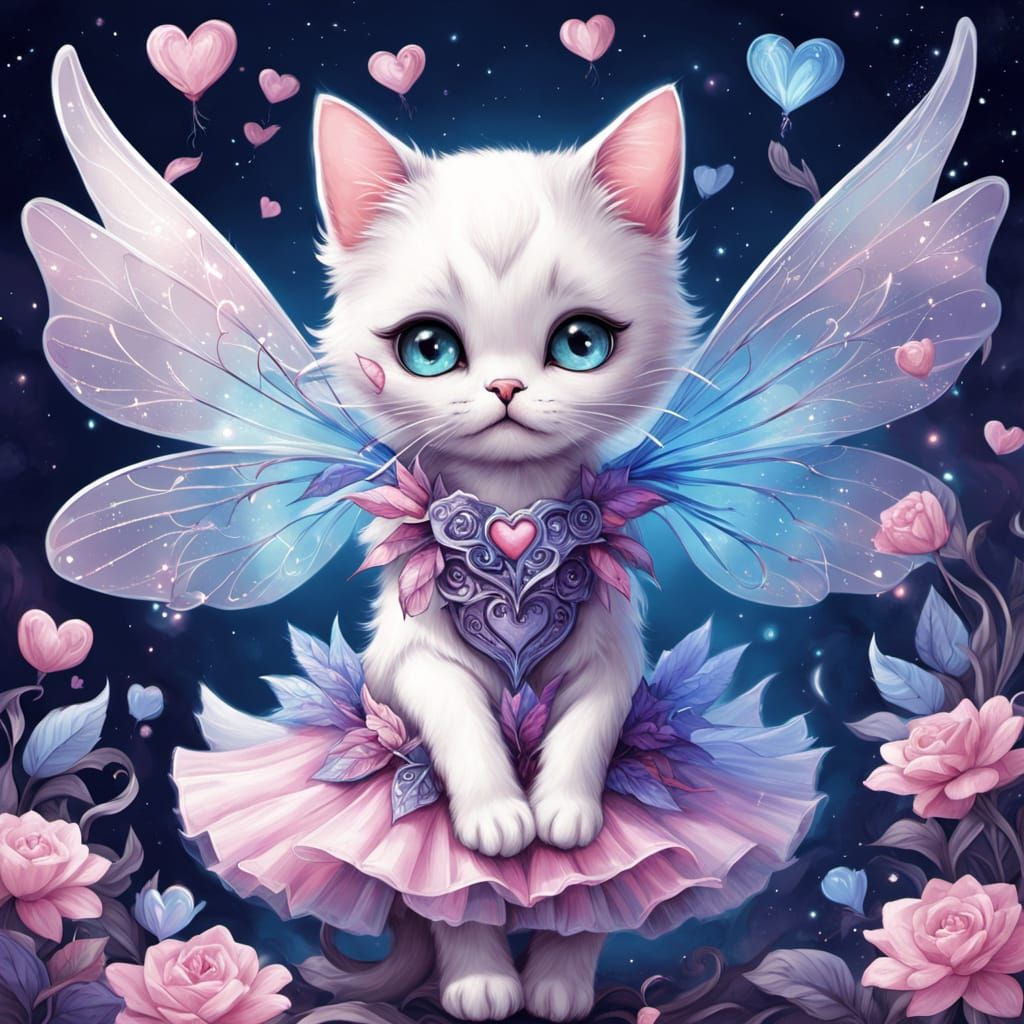 Whimsical Valentine Fairy in Pastel Hues and Bioluminescent ...