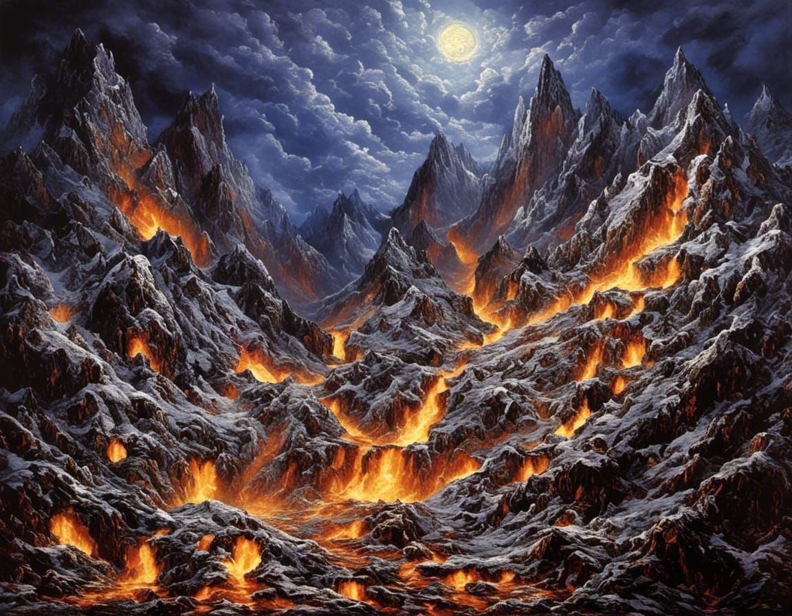 Neon Atom Bombs Exploding on TV Mountains