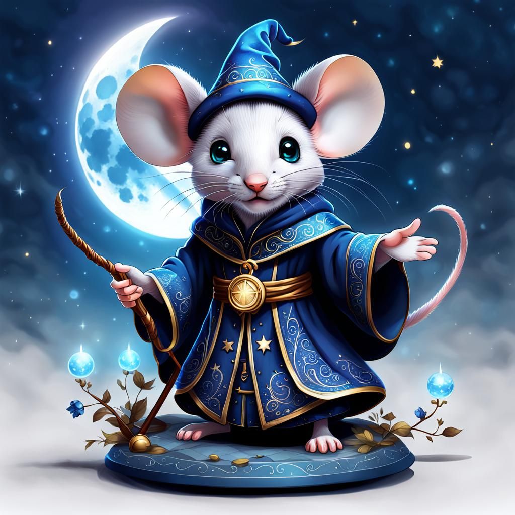 Mystical Midnight: A Cute Mouse Mage