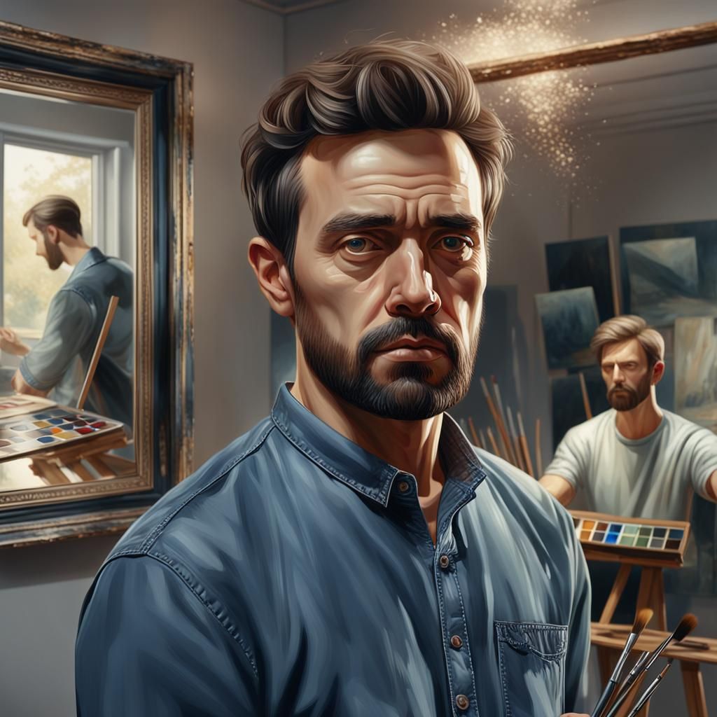 Artist's Self-Portrait in Realistic Digital Art