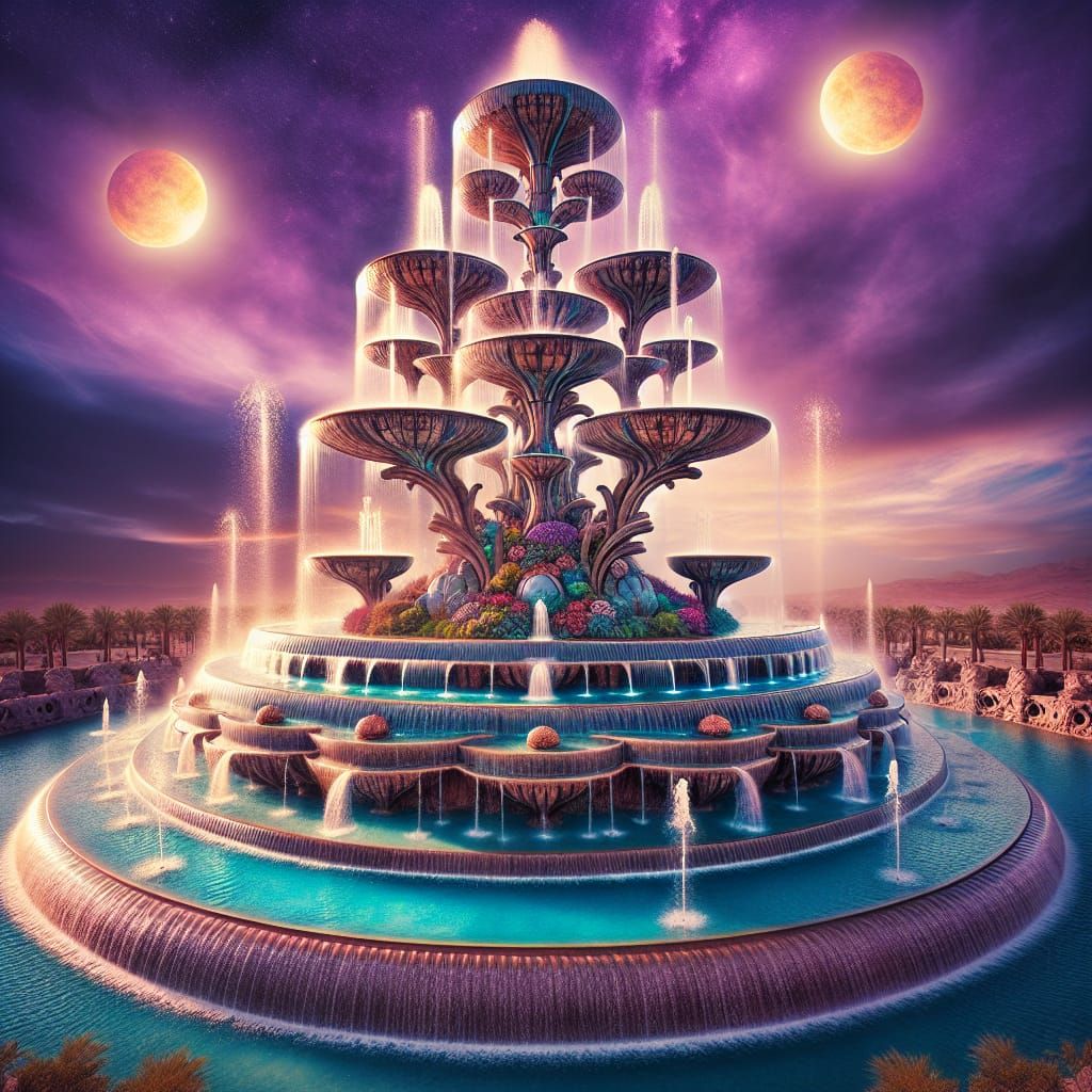 Majestic Desert Oasis Fountain