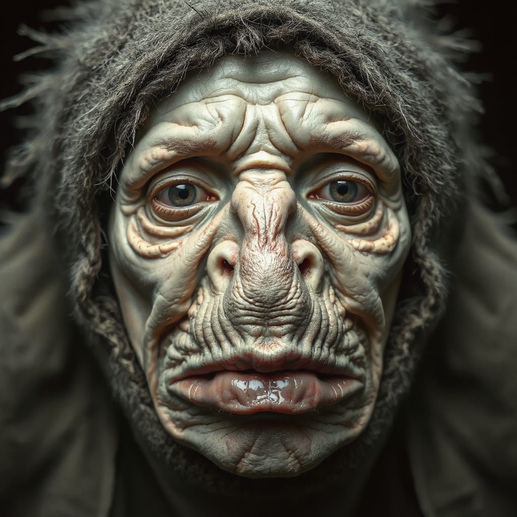 Grotesque Furry Face in Macro Photography