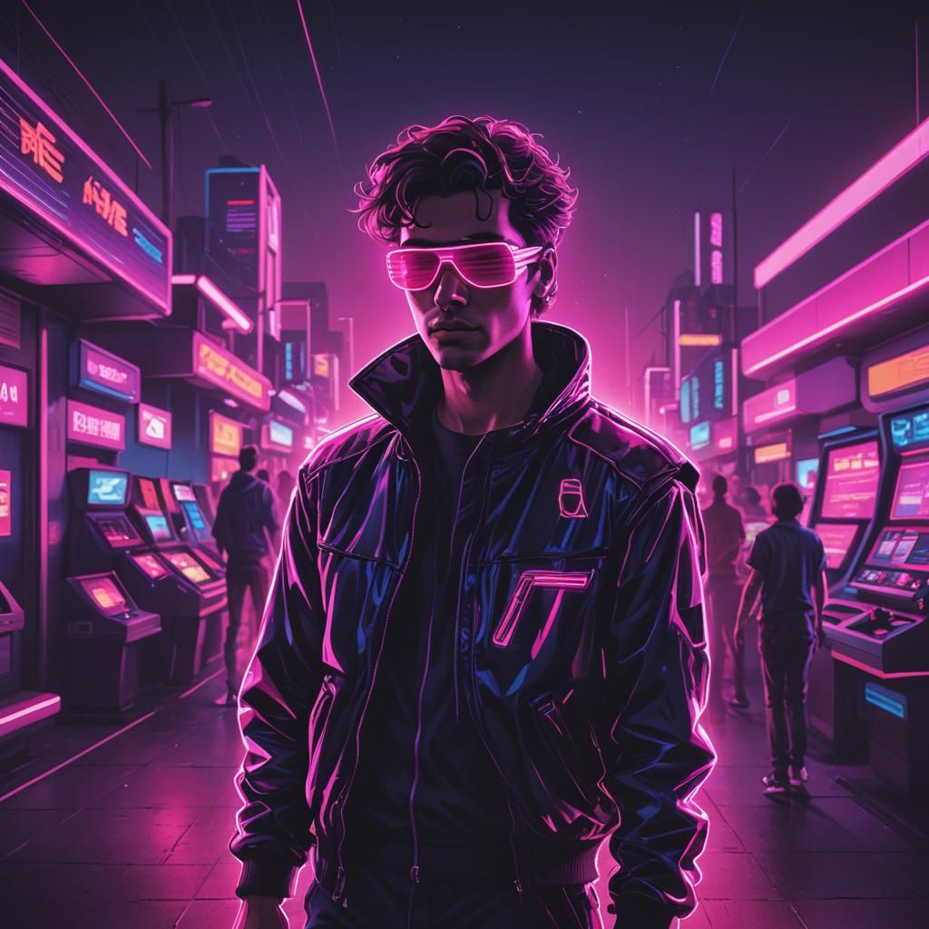 Synthwave Neon Silhouette of a Person