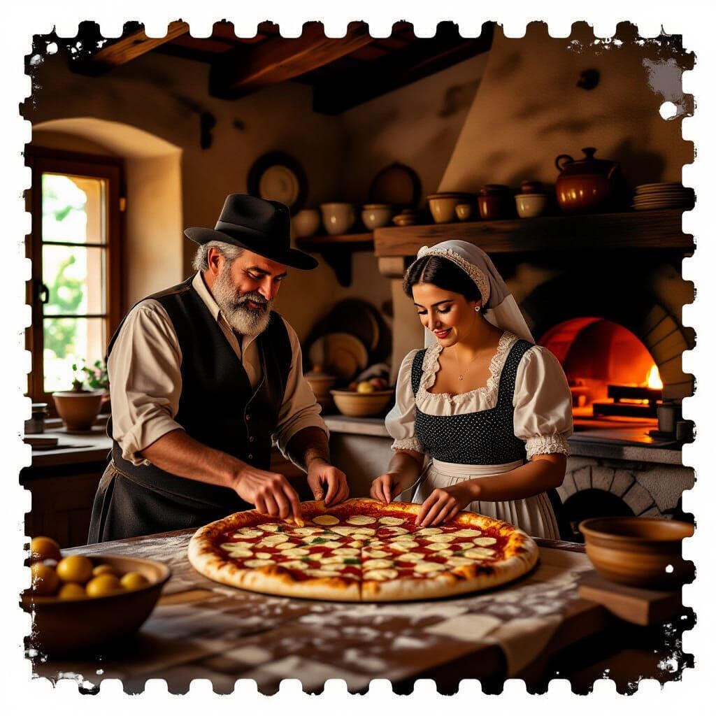 Italian Couple Prepare Pizza in Cozy Home, Cinematic Style