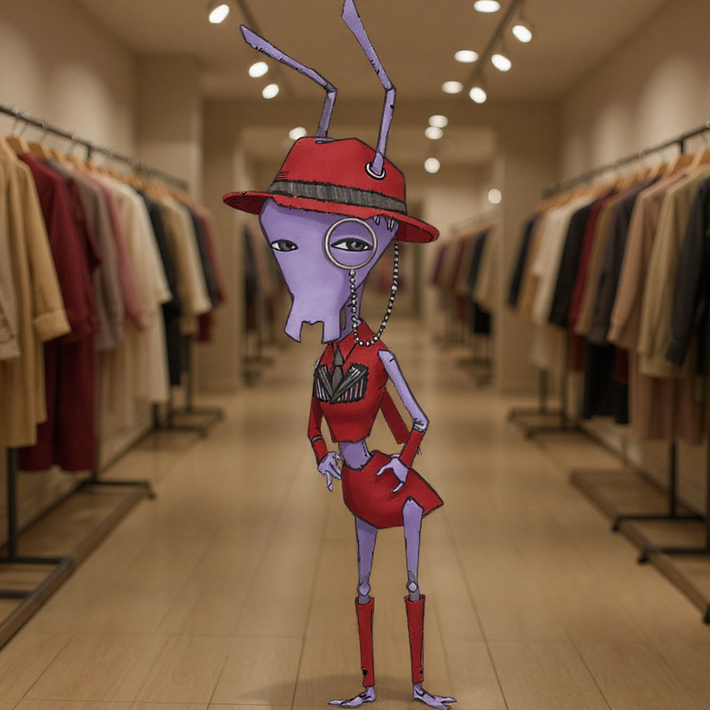 Judgmental Ant Character in High Fashion Attire