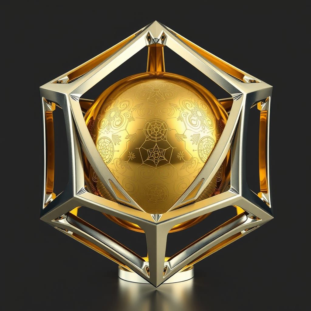 Geometric Golden Sphere in Biomechanical Style