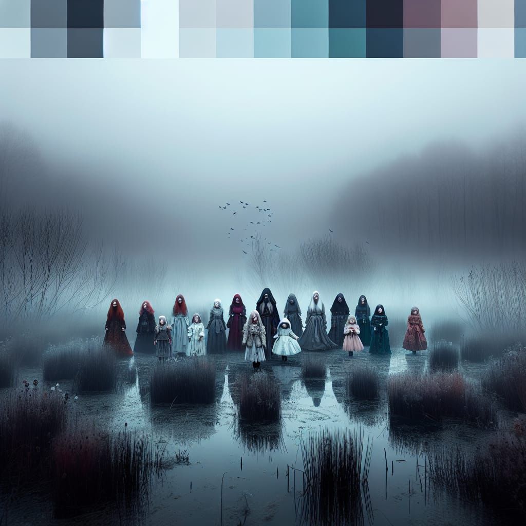 Mysterious Girls in Marshland Mist
