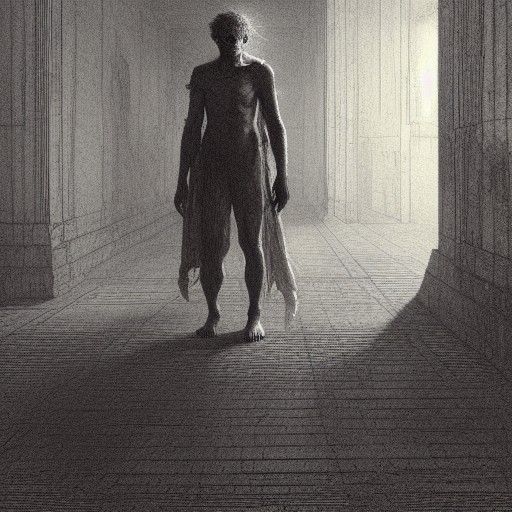 Ghostly Boy in Hallway Horror Art