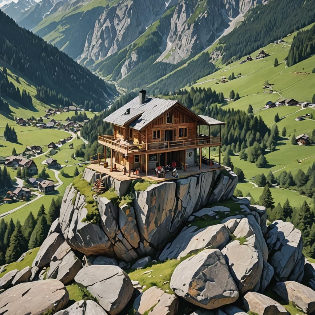 Alpine House Construction on Rocky Outcrop