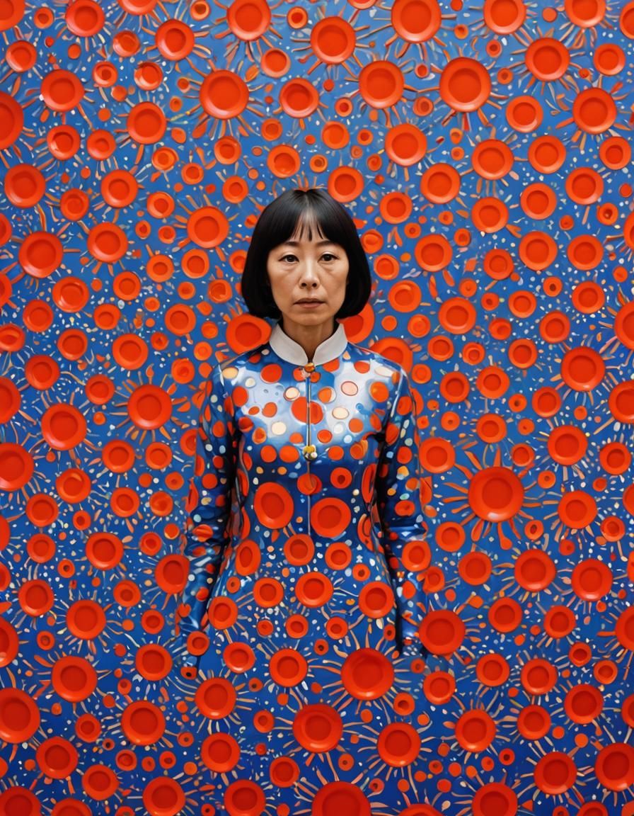 Surreal Lotus Portal to Volcano, Kusama and Murakami Style