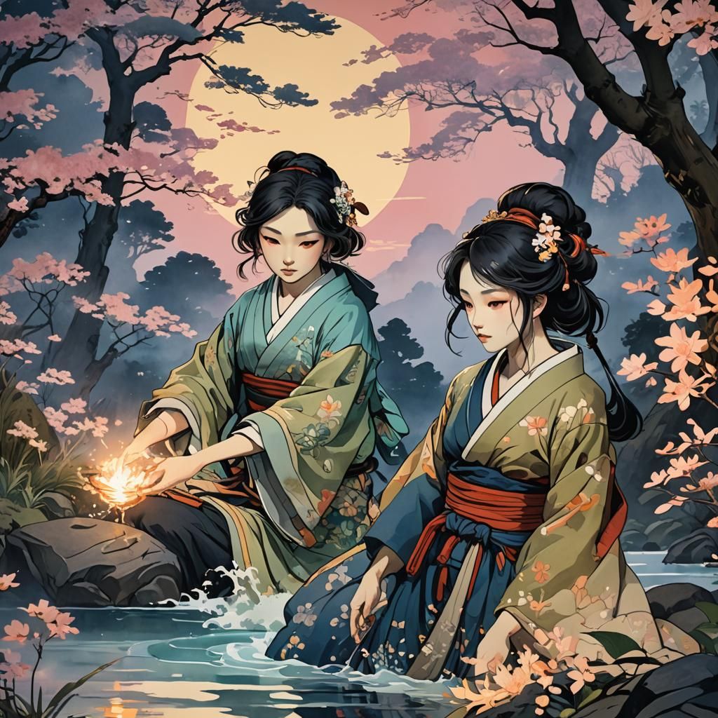 Ukiyo-e Watercolor Concept Art in 8k