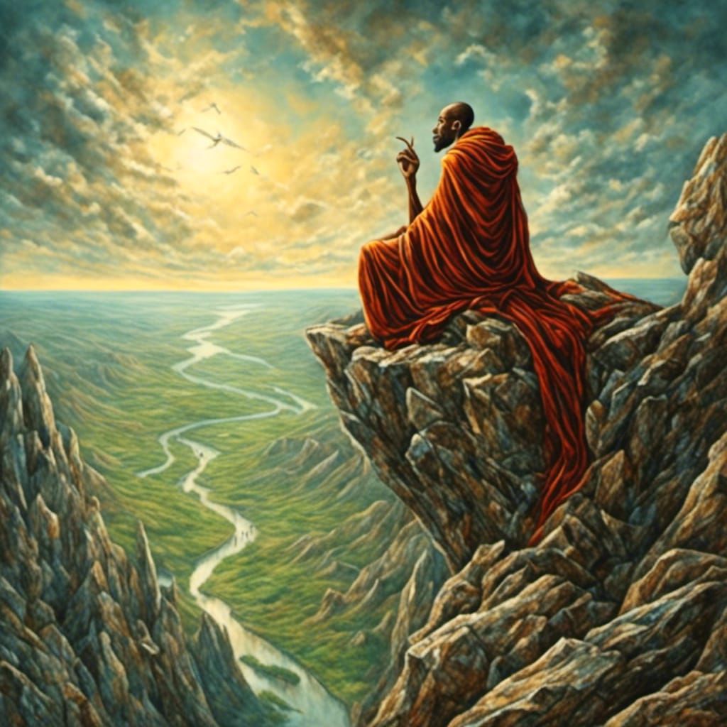 Guru in Jedi Robe Contemplates Vast World