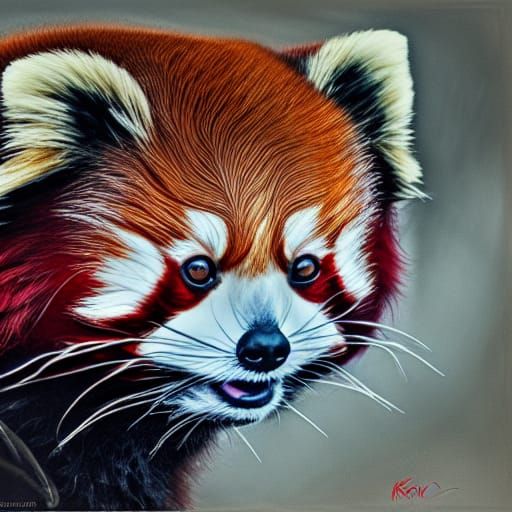 Detailed Red Panda Portrait in Rococo Style