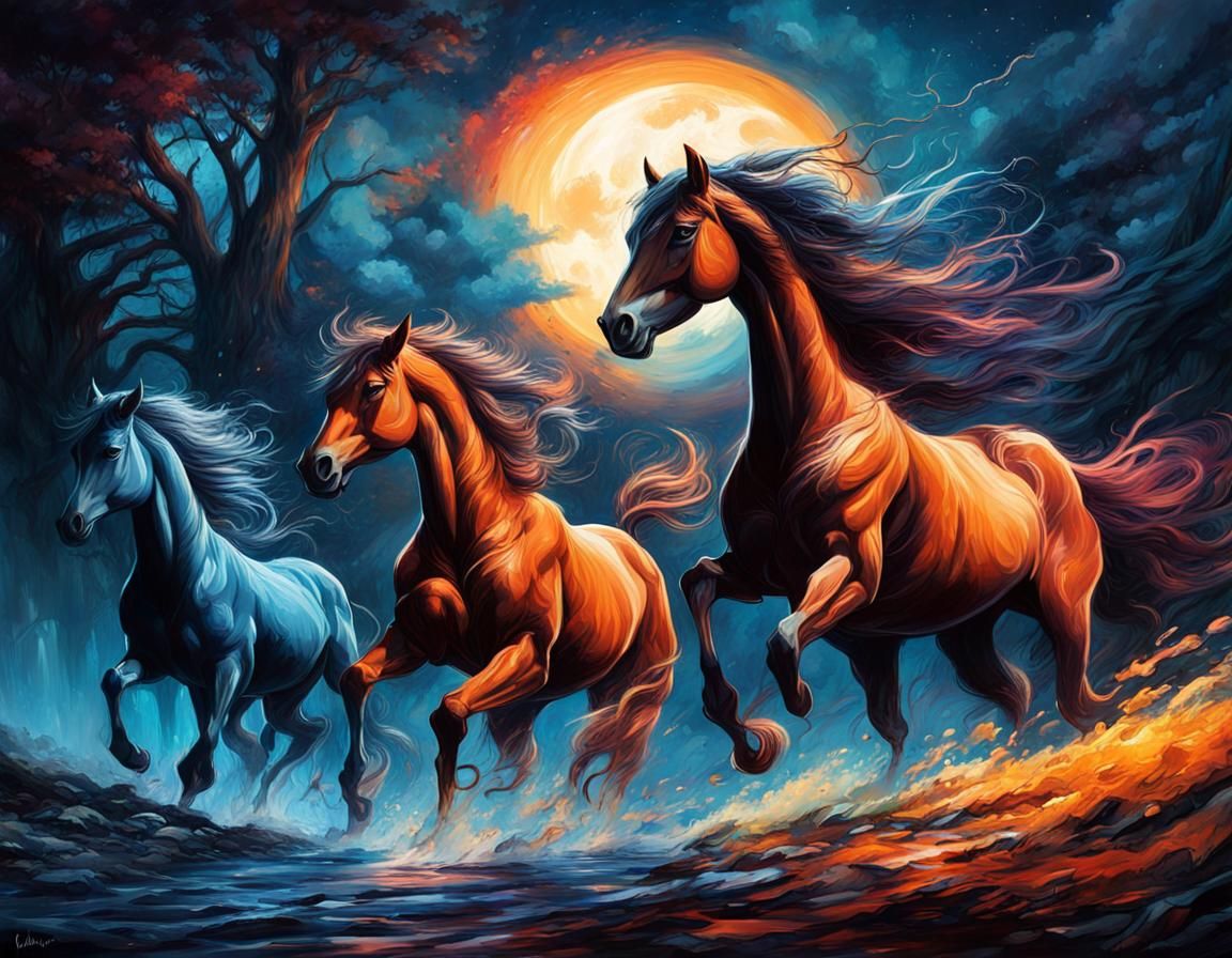 Horses in Action: Epic Fantasy Surrealism