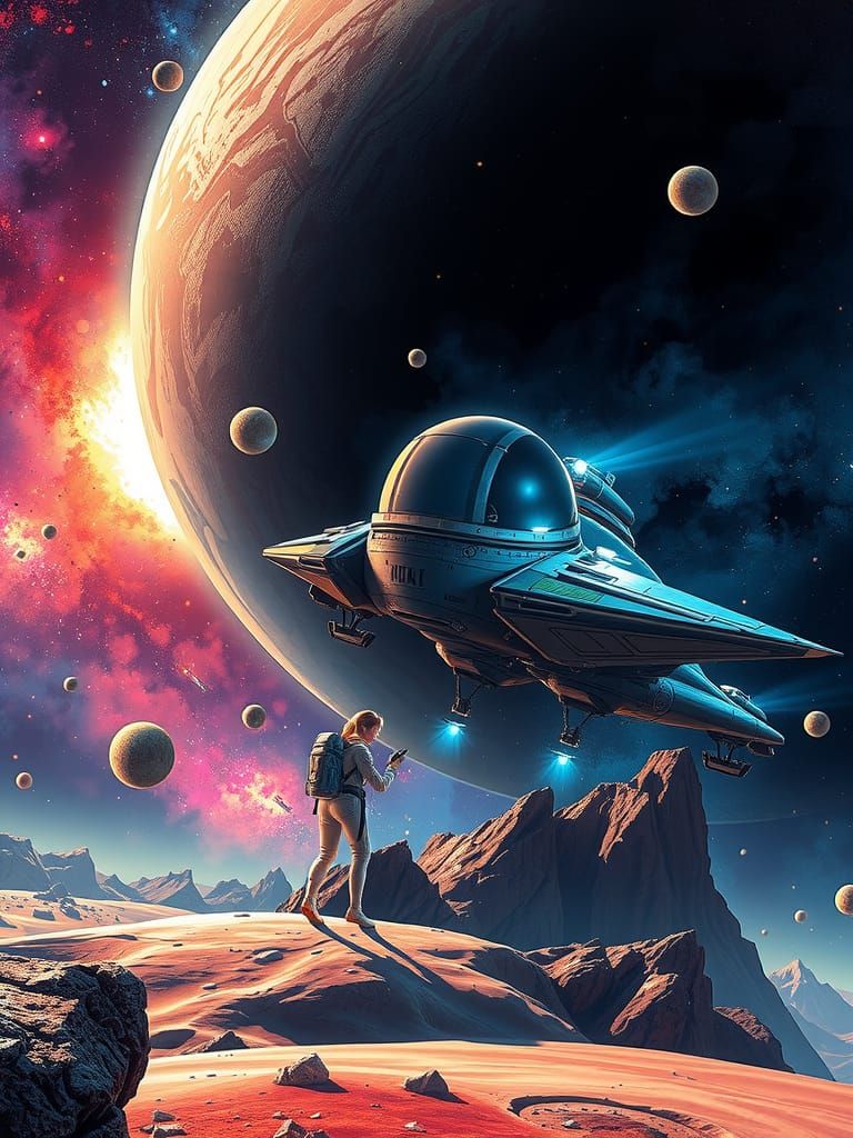 Female Space Explorer Lands on Alien Planet