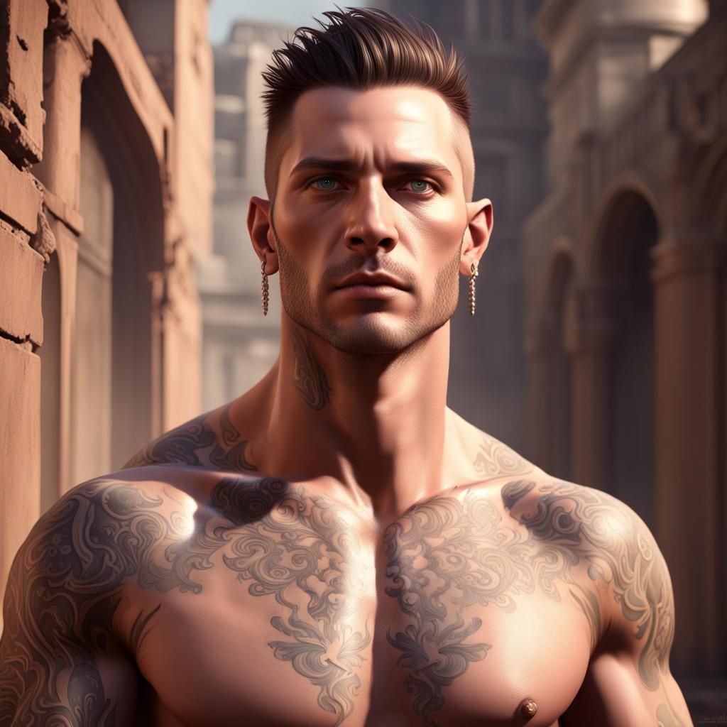 Detailed Portrait of a Handsome Man, Digital Art