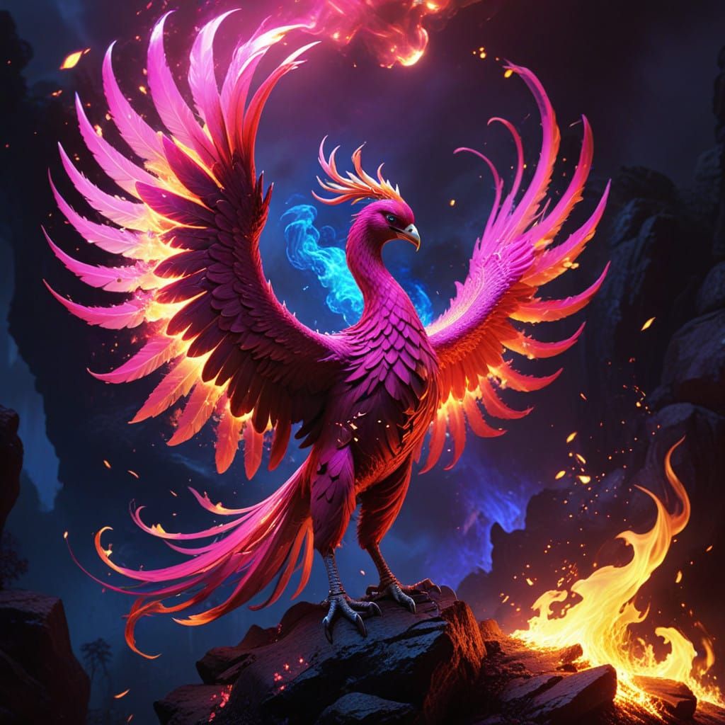 Vibrant Phoenix of Wondrous Beauty in Fantasy Art