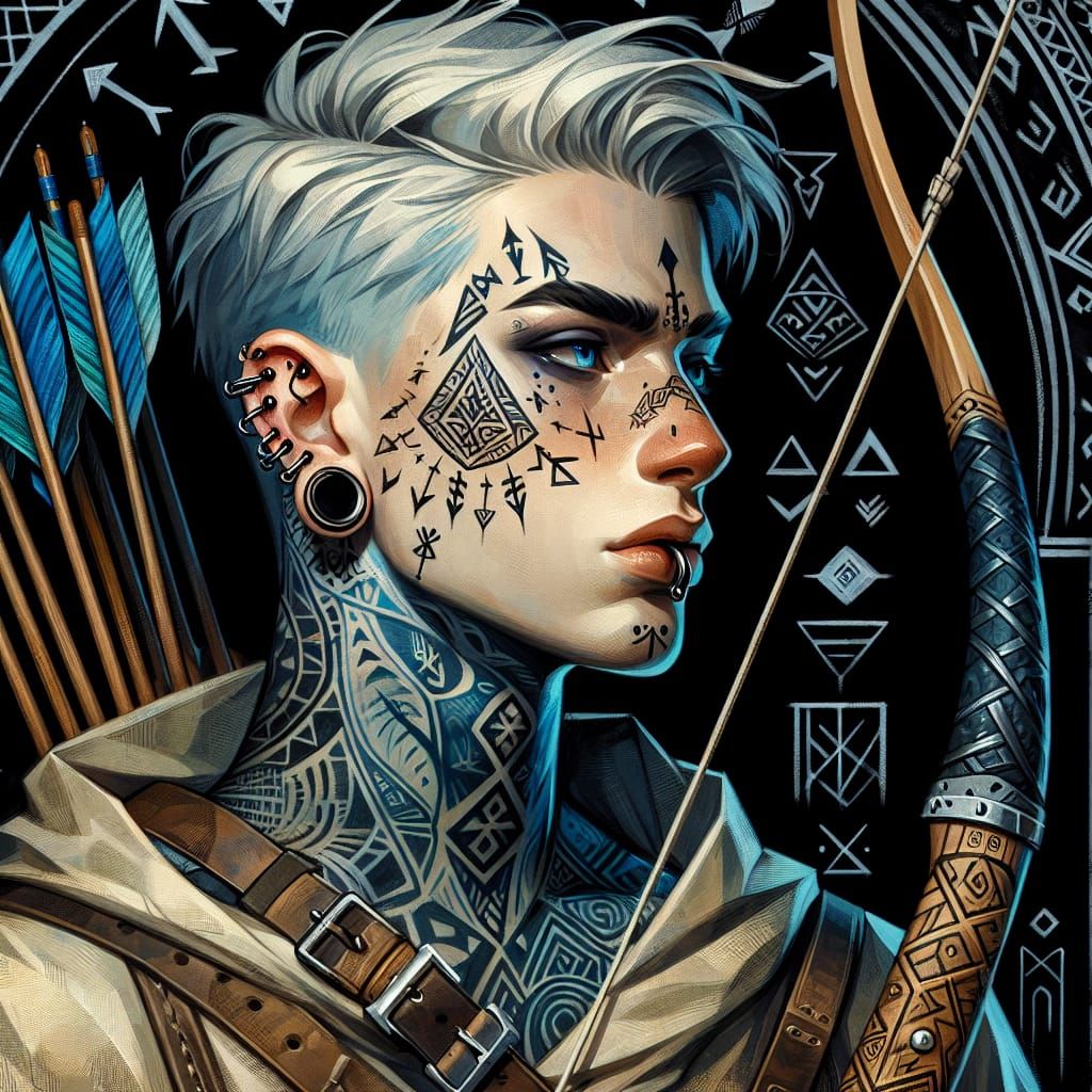 Air Genasi Ranger Concept Art in Oil Painting Style