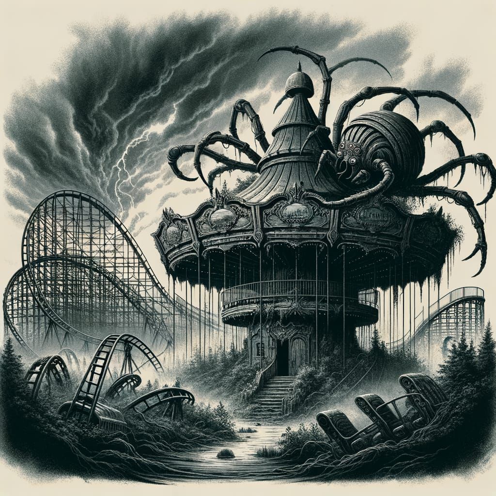 Villain's Hideout: Abandoned Amusement Park Carousel Command...