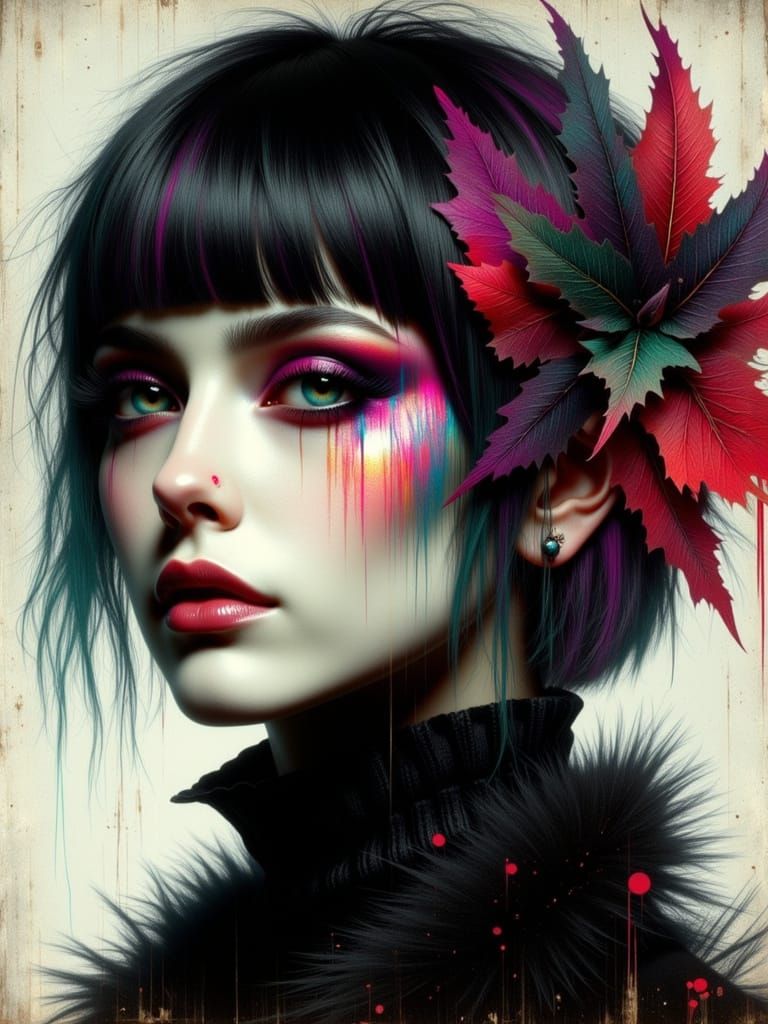Colorful Despaircore Portrait of a Gothic Woman