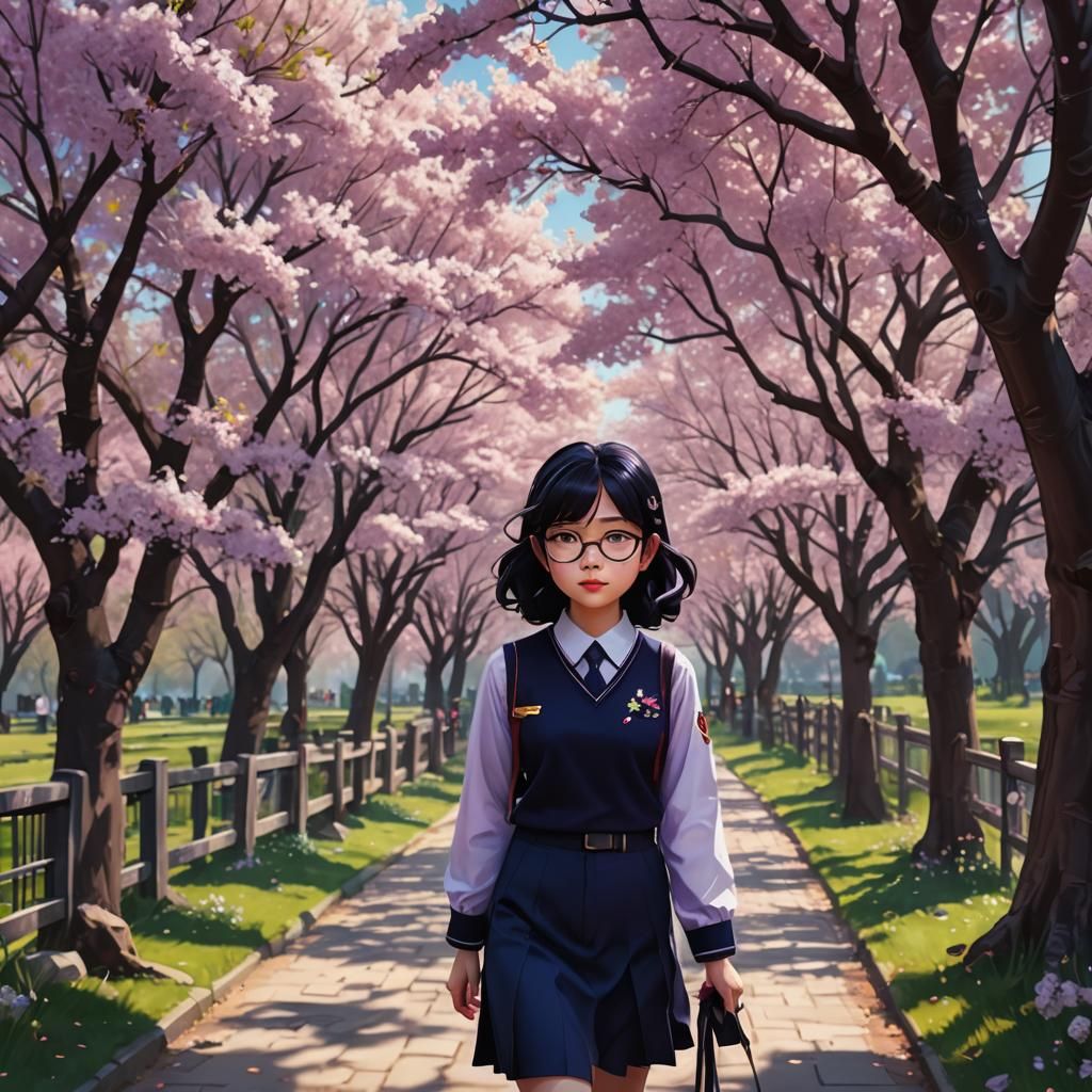 Anime Portrait of Girl in School Uniform