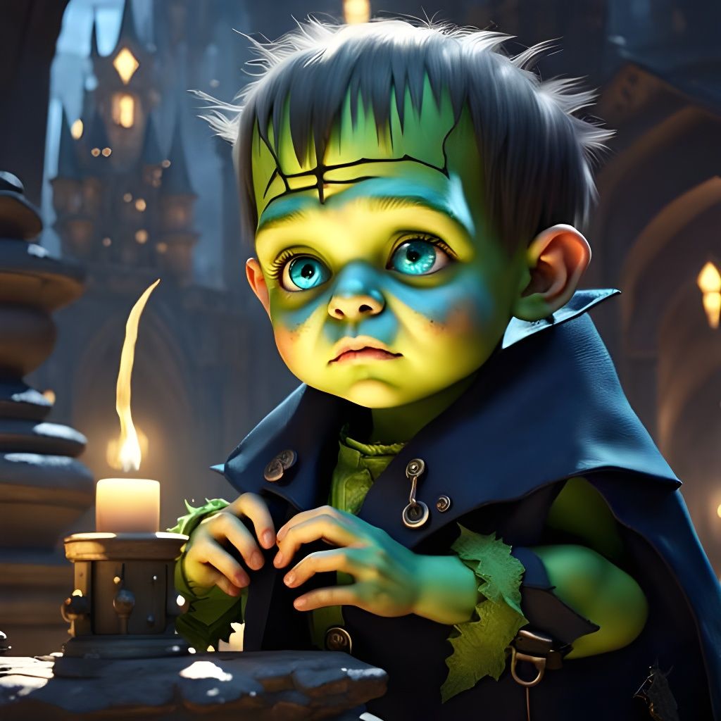 Adorable Frankenstein Toddler by Castle: Detailed Matte Pain...
