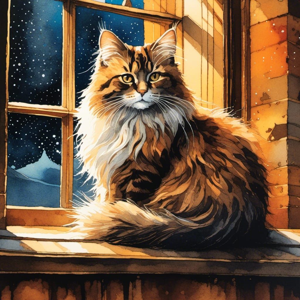 Cat in the Window Painting