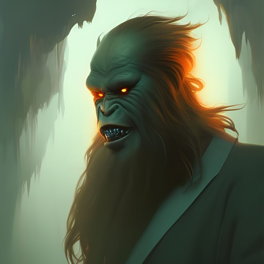 Eldritch Sasquatch Portrait in Hyperdetailed Style