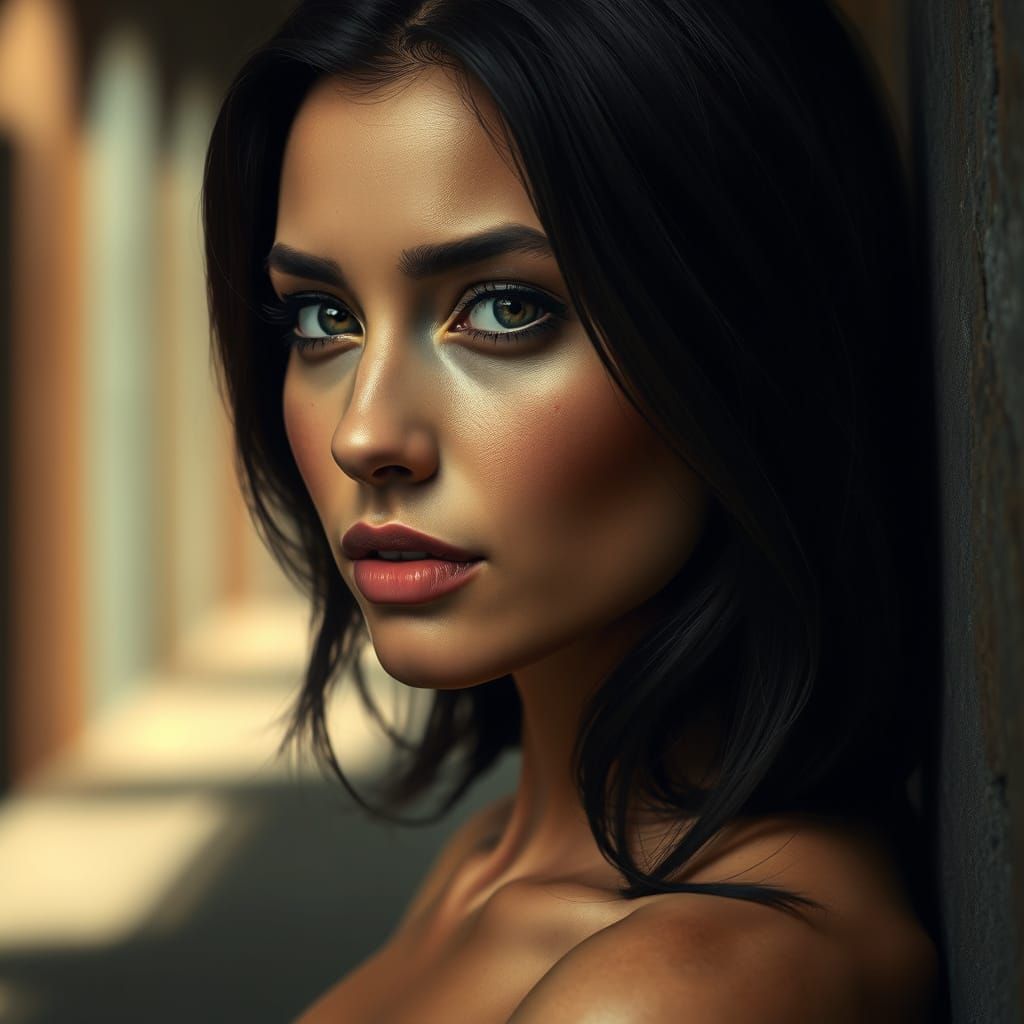 Hyperrealistic Brunette Portrait with Cinematic Lighting