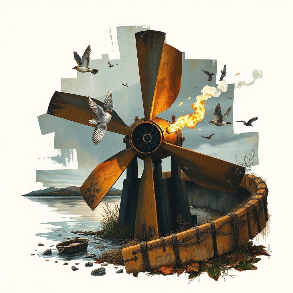 Surreal Propeller Crumbles World With Fiery Seas