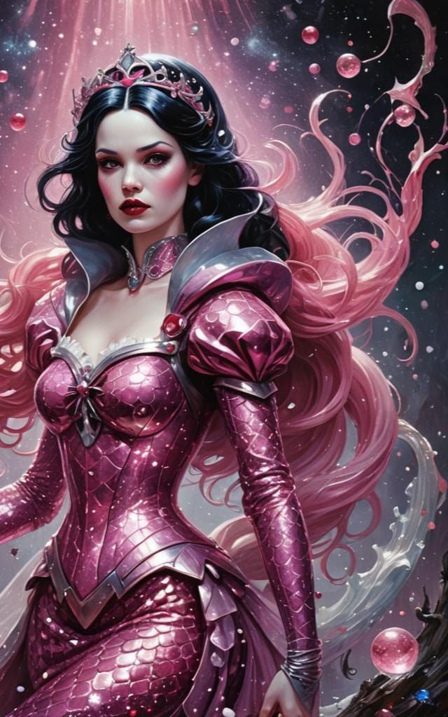 Sinister Snow White Space Mermaid with Pink Sparkles