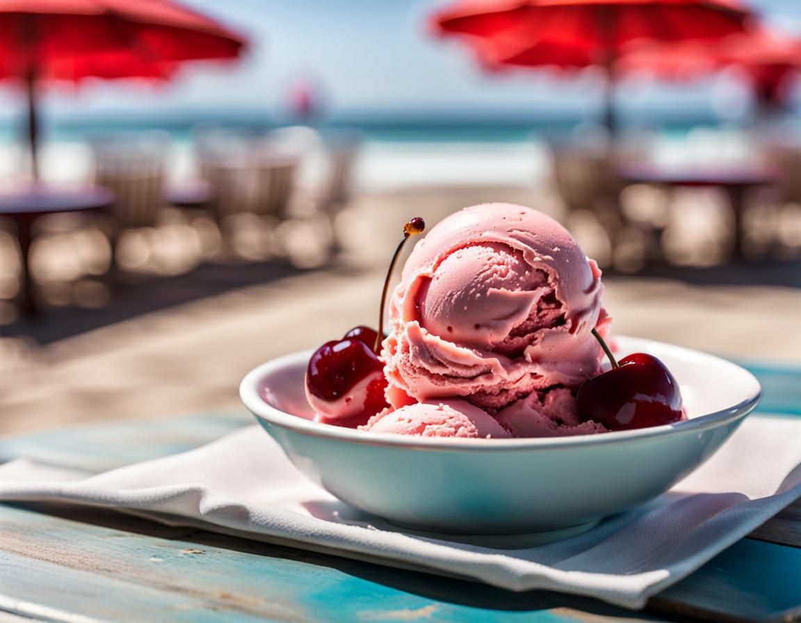Cherry Ice Cream at Beachside Restaurant