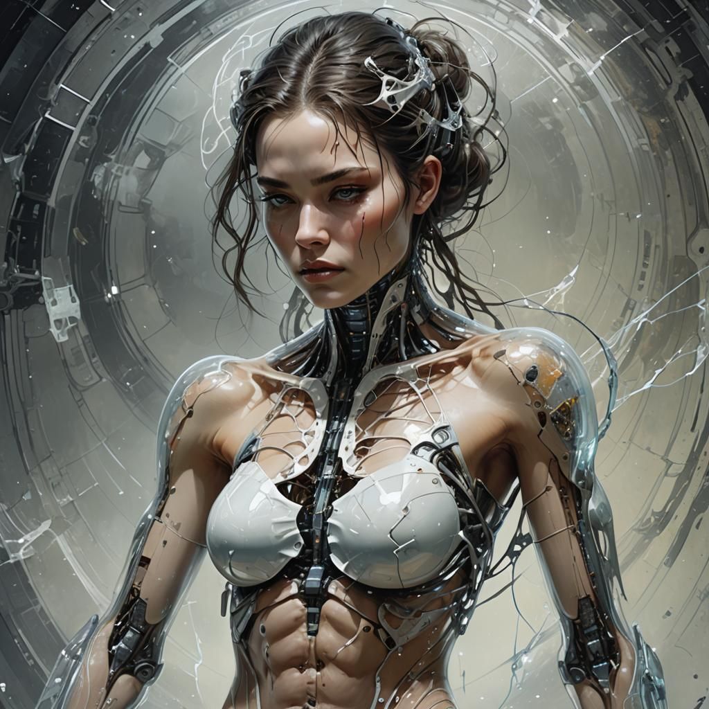 Futuristic Woman with Transparent Body in Digital Art