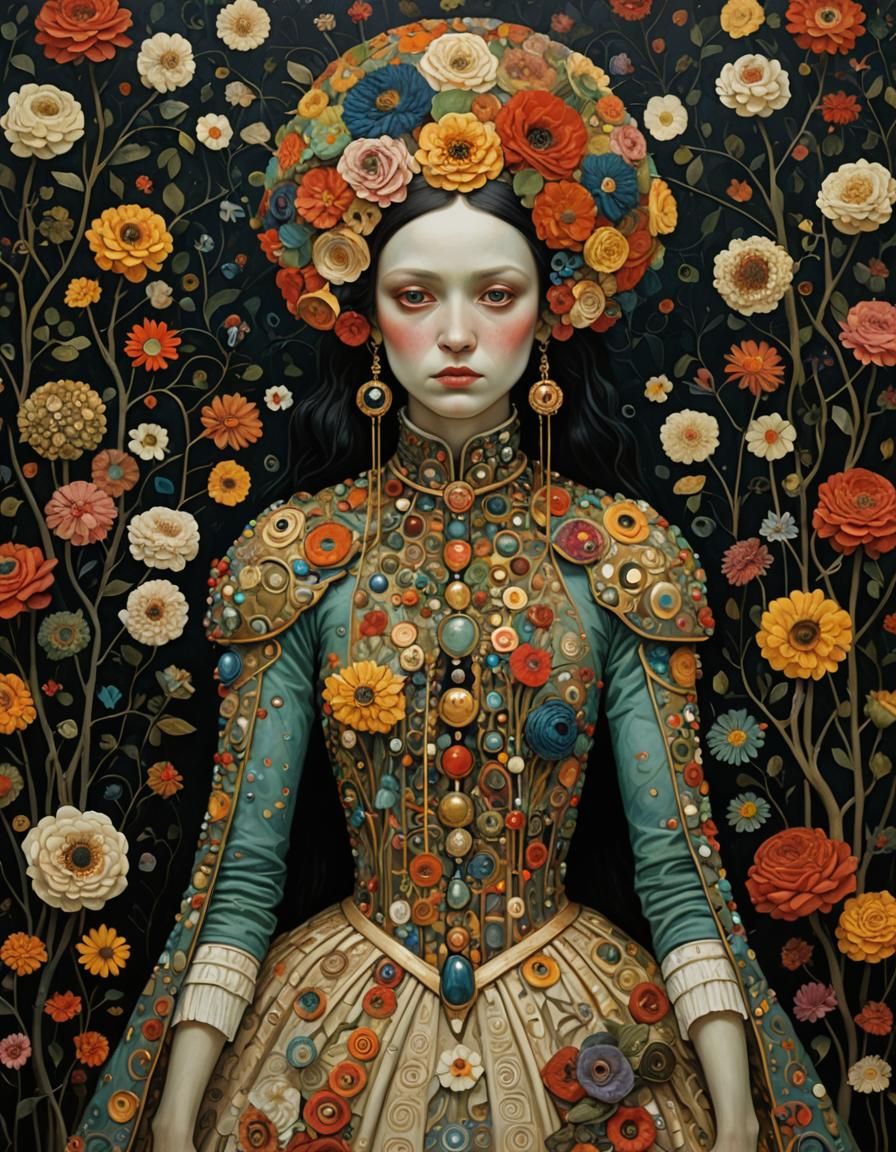 Macabre Portrait Inspired by Symbolist Art