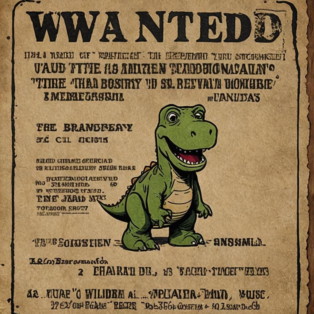 Barney the Dinosaur Wanted Poster