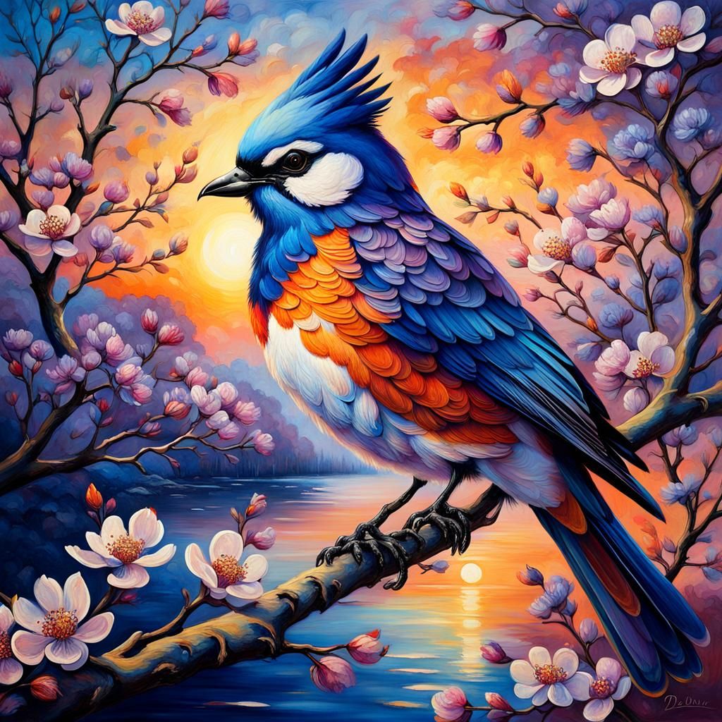 Dutch Renaissance Bird in Sunset Bloom
