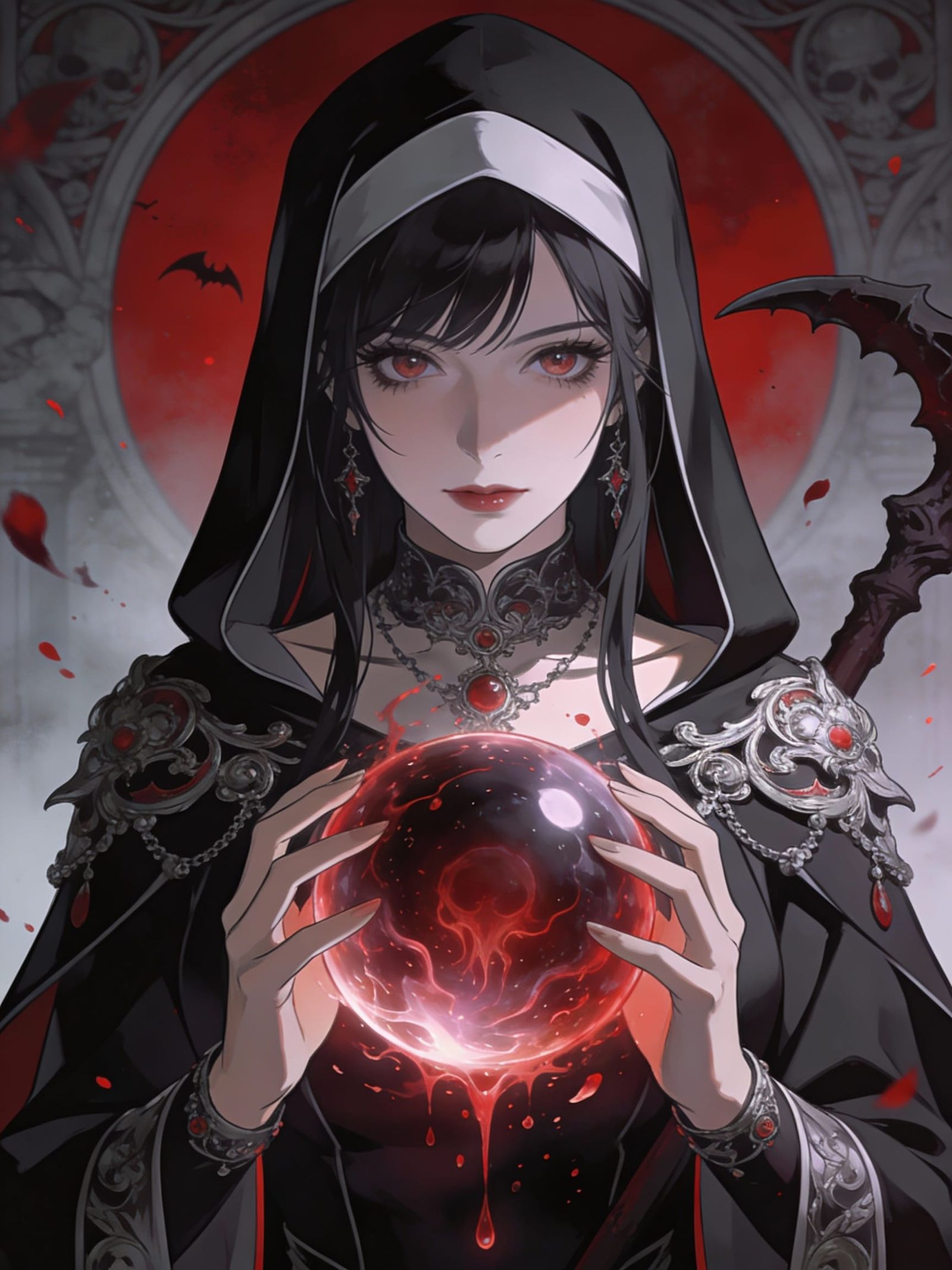 Anime Grim Reaper Woman Holding Spectral Orb