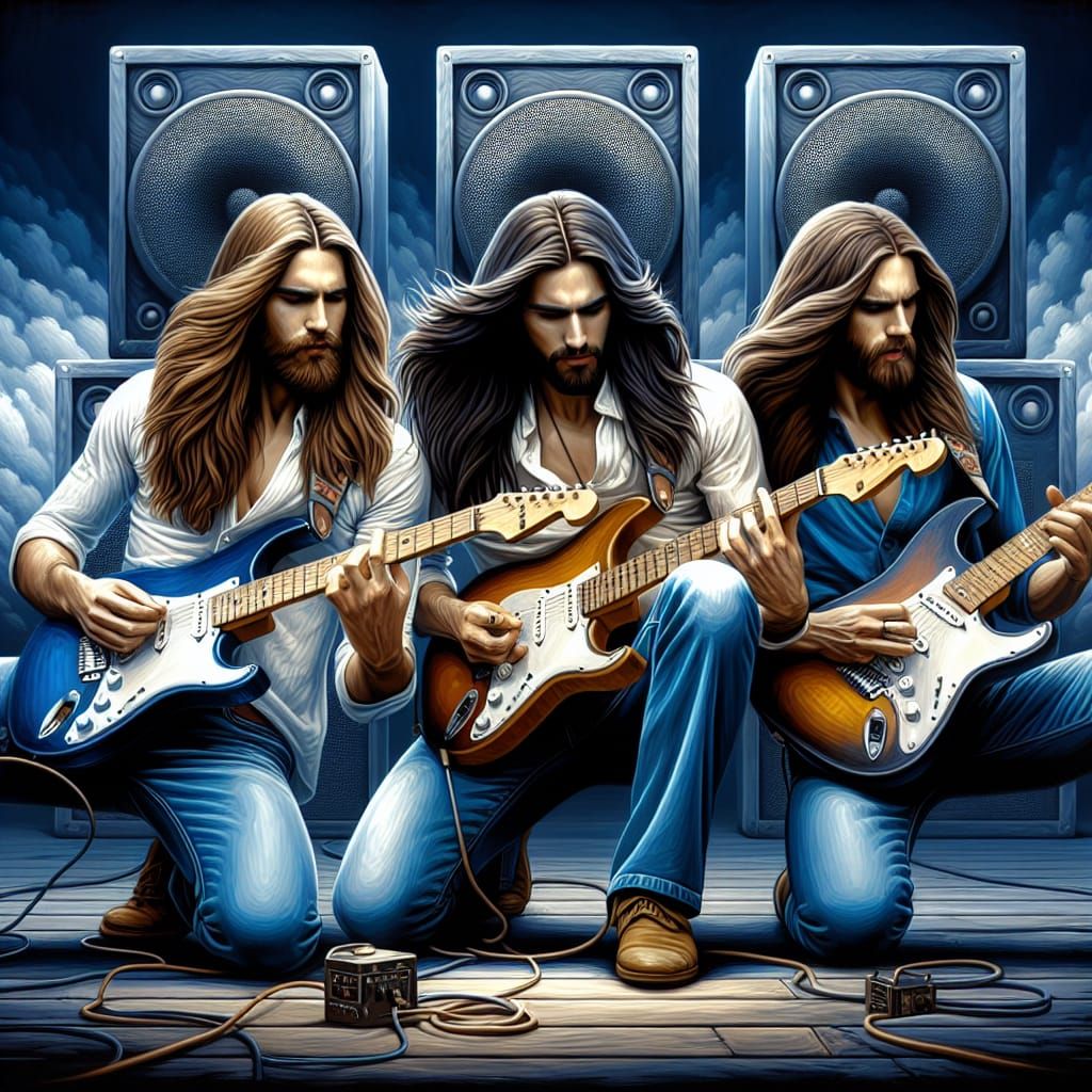 Guitarists Perform in Impressionist Airbrush Style