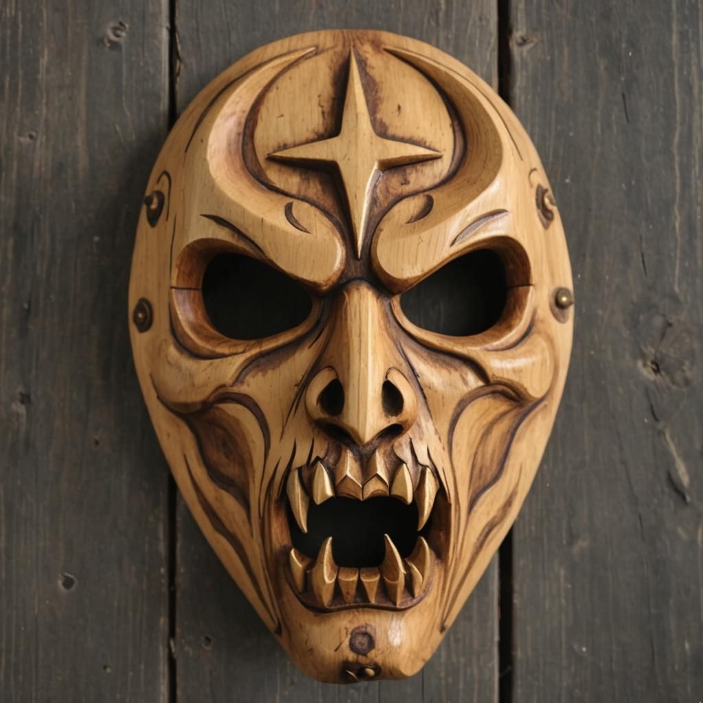 Handmade Wooden Satanic Ritual Mask