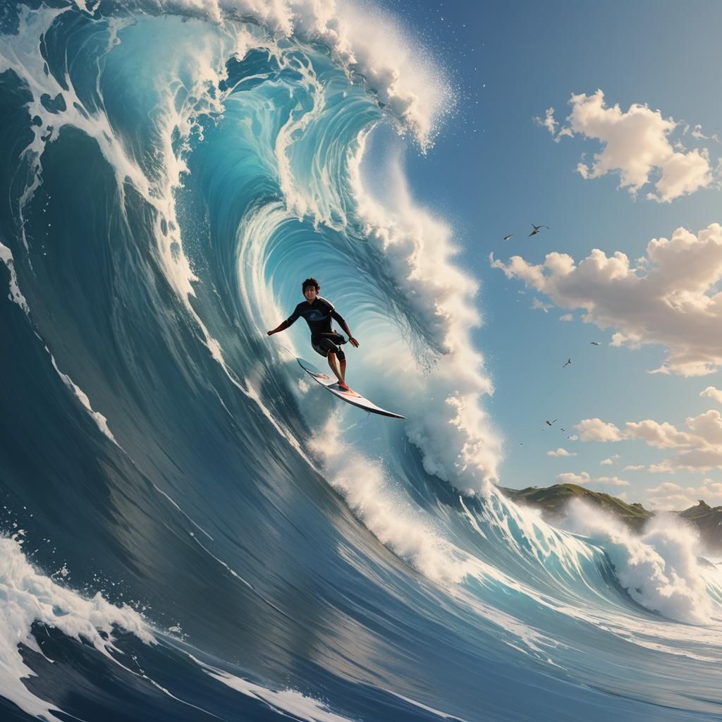 Surfing a Big Wave: 3D Anime Art