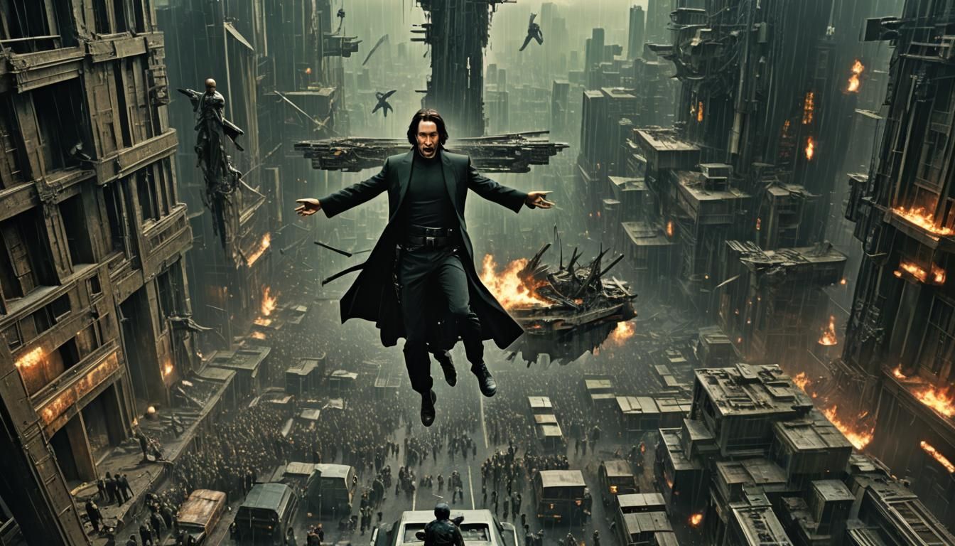 Crucified Figure in Matrix Style: Digital Matte Painting