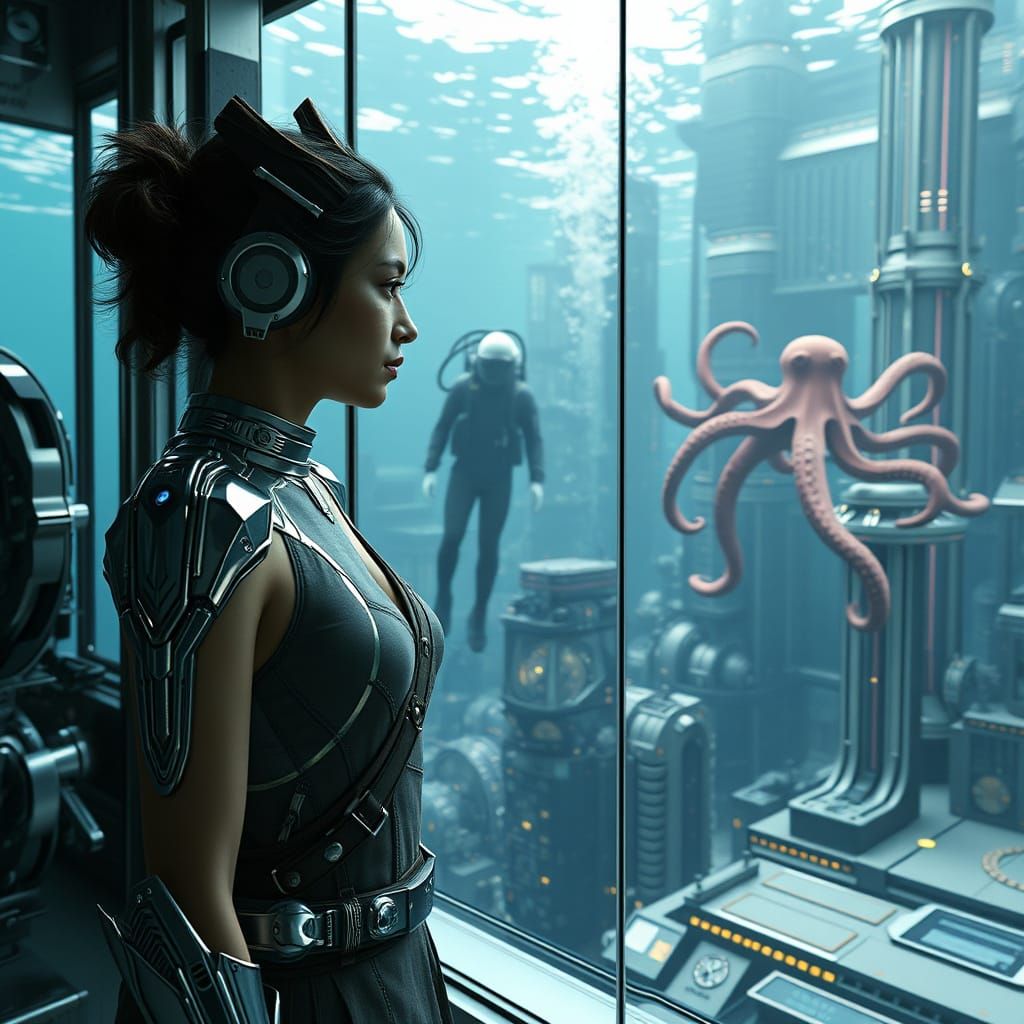 Futuristic Underwater City Apartment in Sci-Fi Style