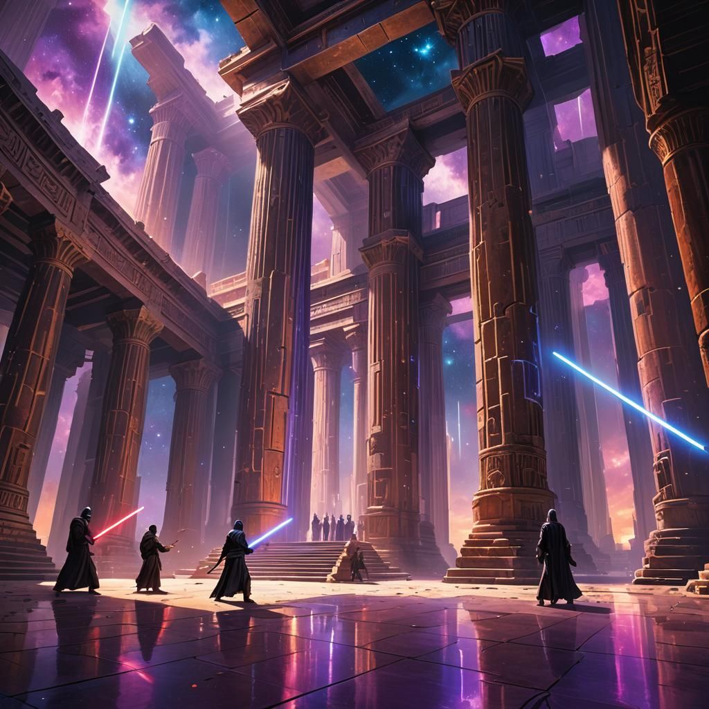 Jedi Knights Lightsaber Duel in Ancient Temple