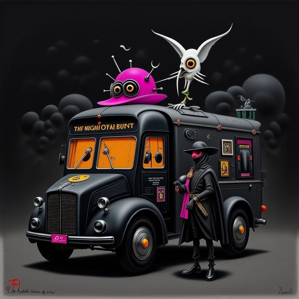 Cyberpunk Food Truck with Neon Lights