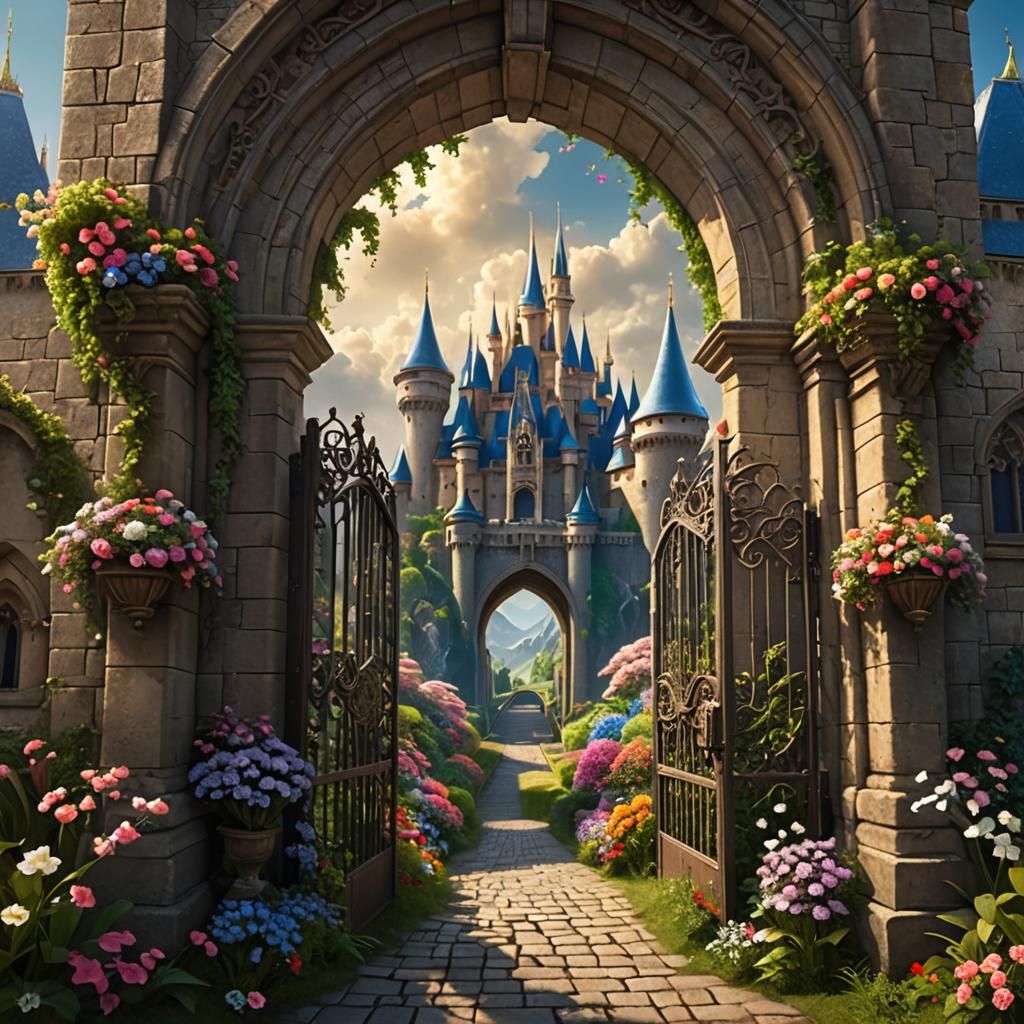 Enchanted Castle Gate in Breathtaking Fantasy Art