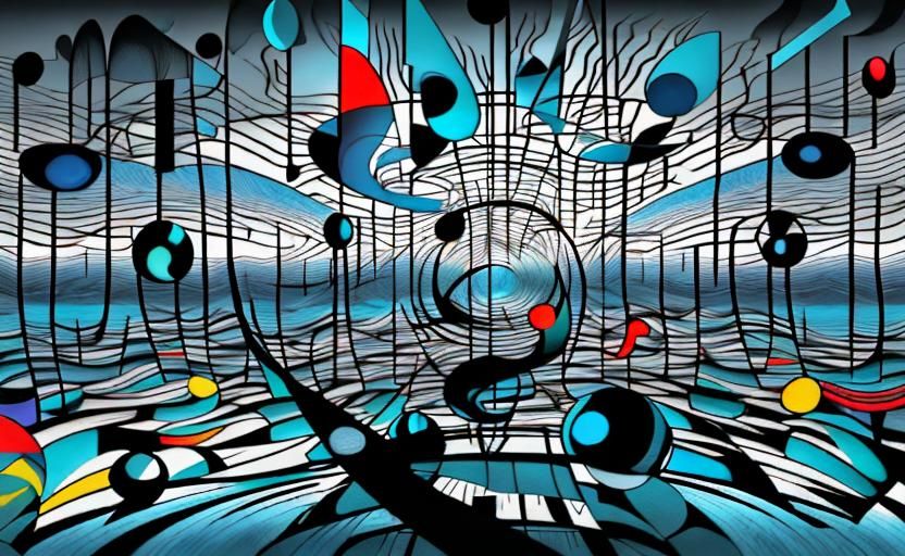 Surreal River in Geometric Abstraction Style