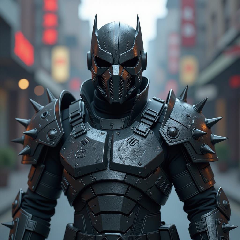 Fallout-Inspired Spiked Armor with Cyrax Mask 3D Render