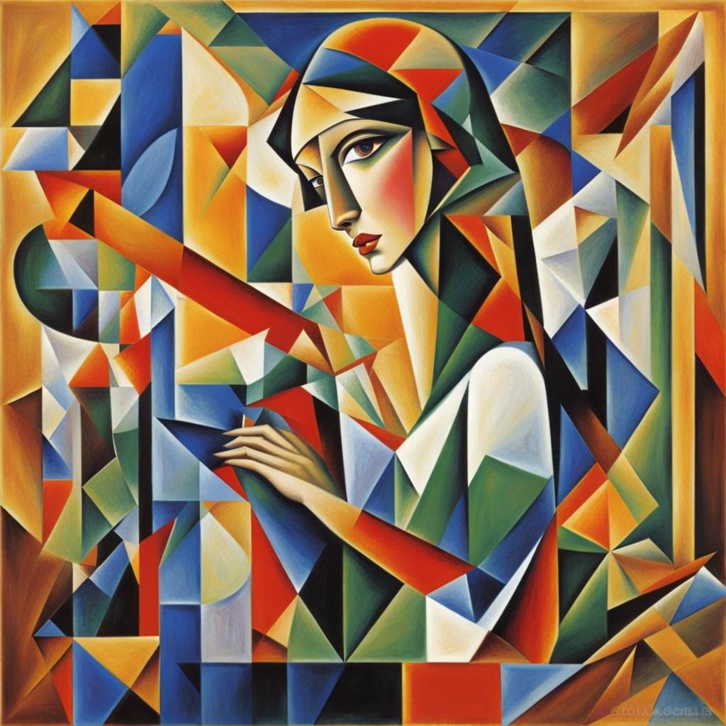 Abstract Cubist Portrait of Hypatia